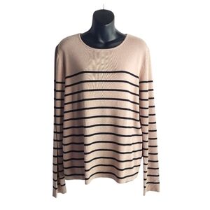 Zesica Sweater Womens Tan Black Stripes Crewneck Longsleeve Size XL NWT